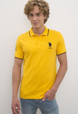 Erkek Koyu Sarı Polo Yaka Basic T-Shirt - 50222031004