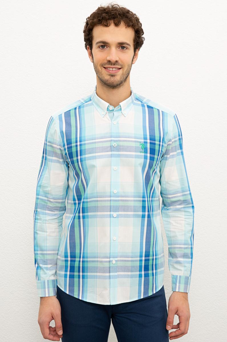 Erkek Mavi Gömlek Uzunkol