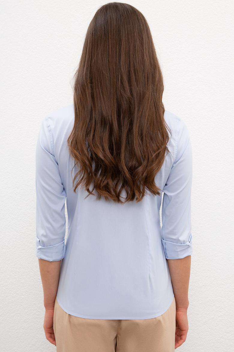 Kadın Açık Mavi Uzun Kollu Basic Gömlek - 50227226019