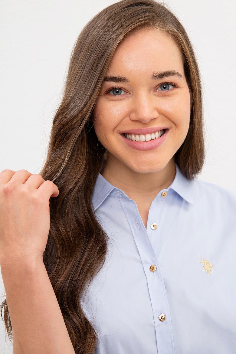 Kadın Açık Mavi Uzun Kollu Basic Gömlek - 50227226019