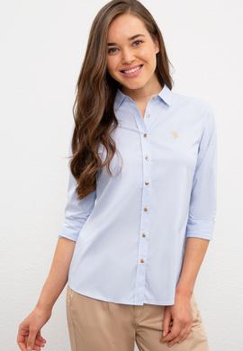 Kadın Açık Mavi Uzun Kollu Basic Gömlek - 50227226019
