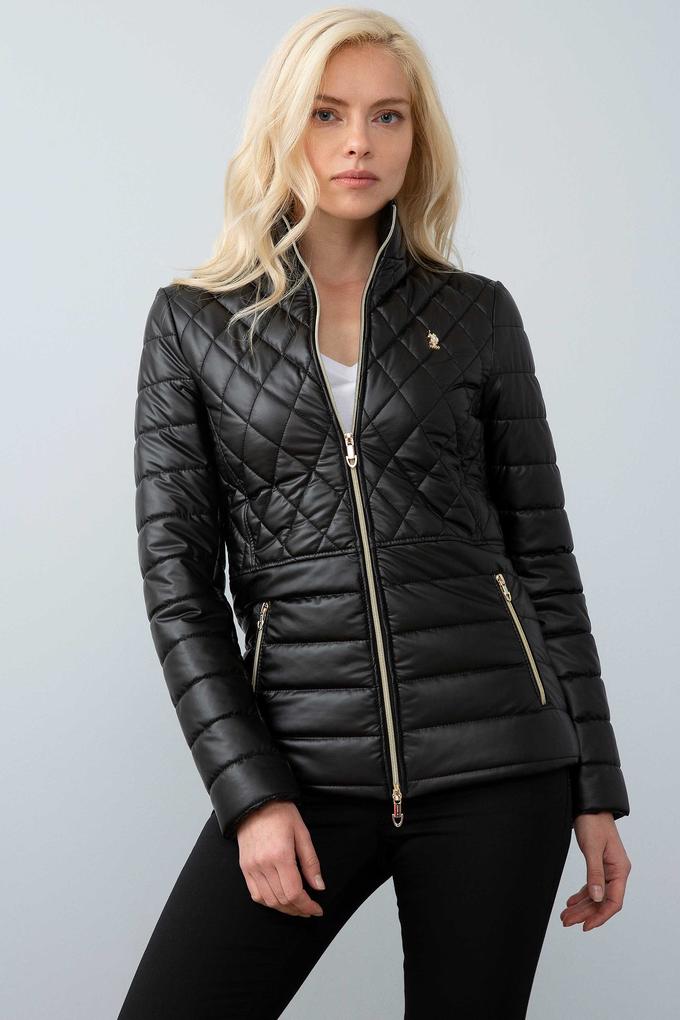 Kadın Siyah Derı Mont Kaban