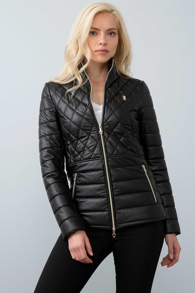 Kadın Siyah Derı Mont Kaban