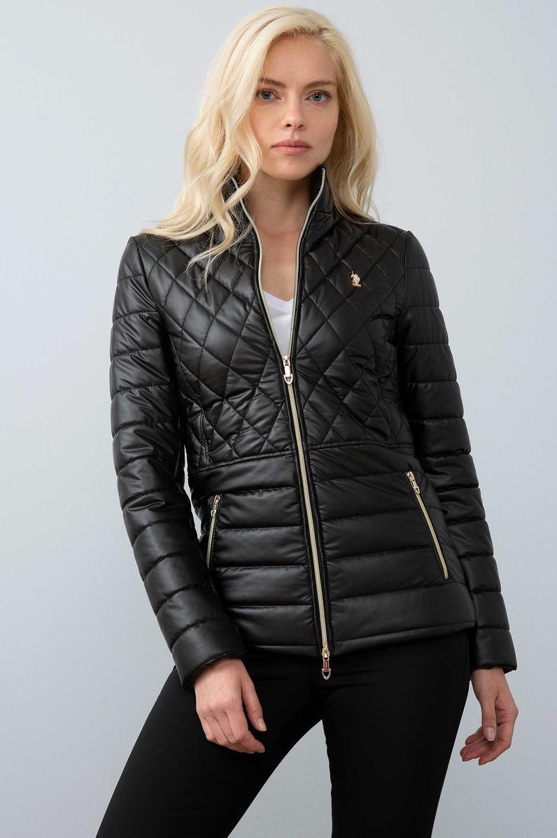 Kadın Siyah Derı Mont Kaban