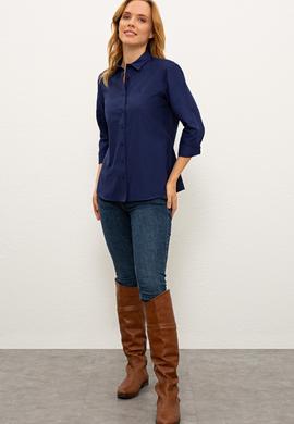 Kadın Lacivert Gömlek Uzunkol Basic - 50237226029