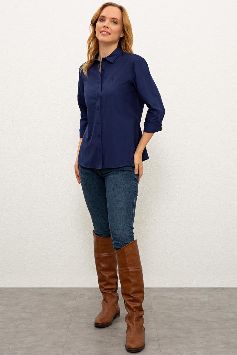Kadın Lacivert Gömlek Uzunkol Basic - 50237226029