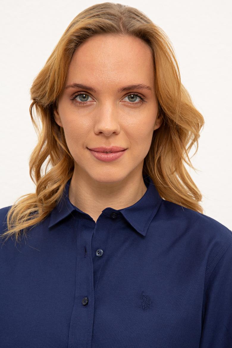 Kadın Lacivert Gömlek Uzunkol Basic - 50237226029