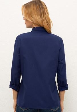Kadın Lacivert Gömlek Uzunkol Basic - 50237226029