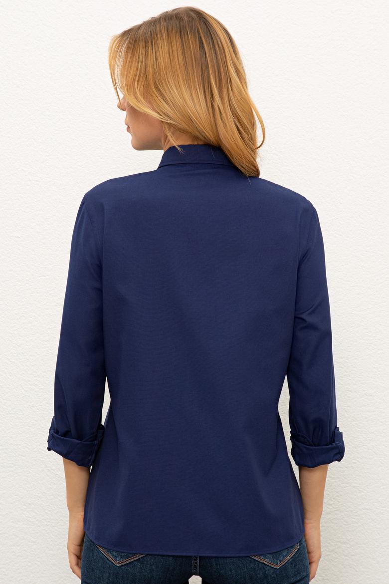 Kadın Lacivert Gömlek Uzunkol Basic - 50237226029
