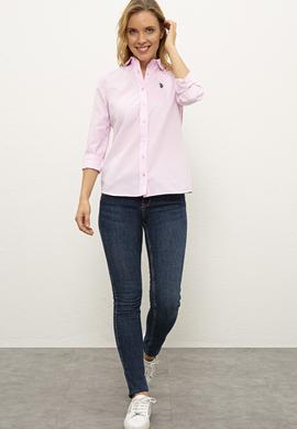 Kadın Pembe Gömlek Uzunkol Basic - 50237226053