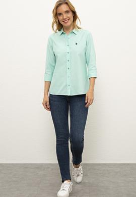 Kadın Yeşil Gömlek Uzunkol Basic - 50237226074