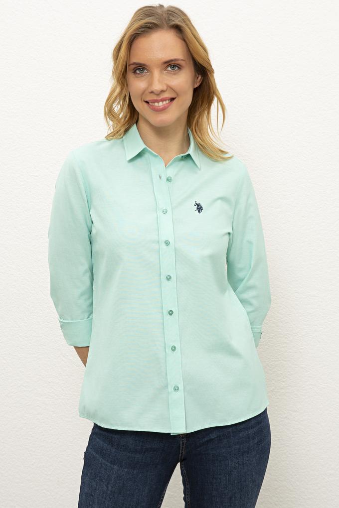 Kadın Yeşil Gömlek Uzunkol Basic
