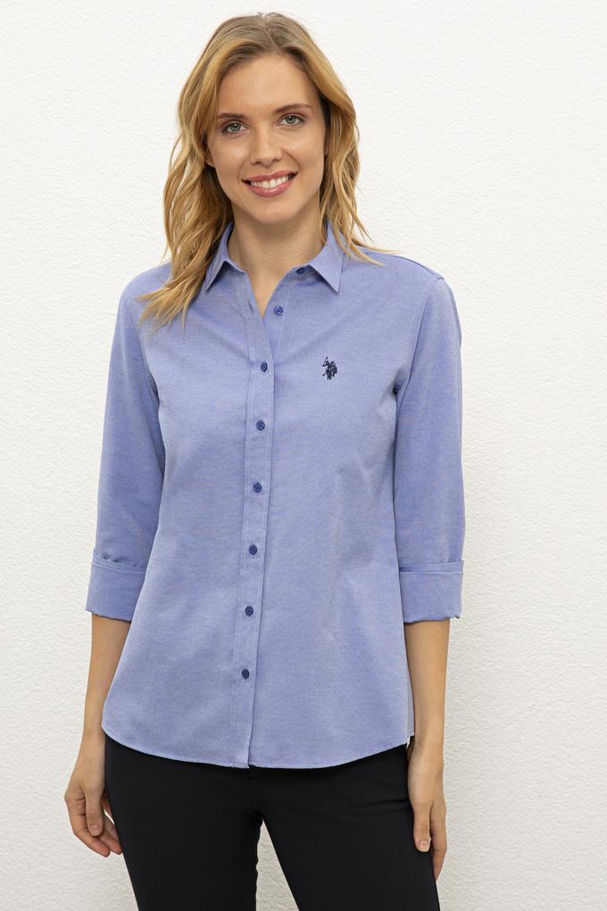 Kadın Mavi Gömlek Uzunkol Basic