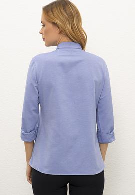 Kadın Mavi Gömlek Uzunkol Basic - 50237226042