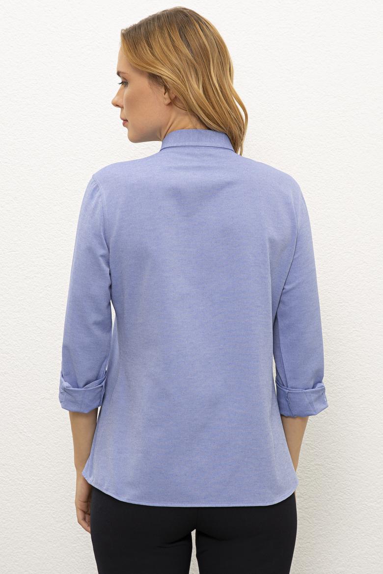 Kadın Mavi Gömlek Uzunkol Basic - 50237226042