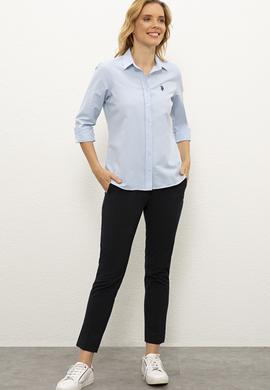 Kadın Açık Mavi Gömlek Uzunkol Basic - 50238155013