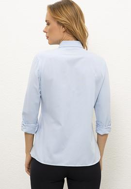 Kadın Açık Mavi Gömlek Uzunkol Basic - 50238155013