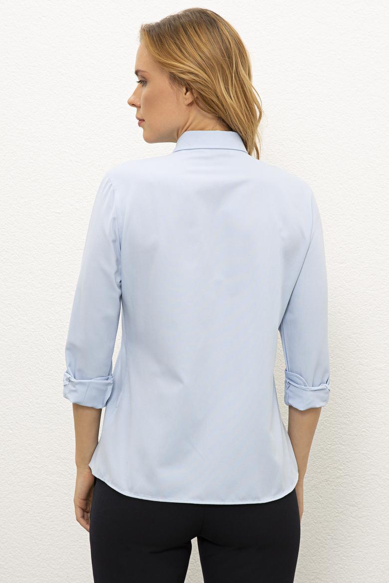 Kadın Açık Mavi Gömlek Uzunkol Basic - 50238155013
