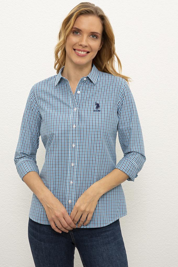 Kadın Mavi Gömlek Uzunkol