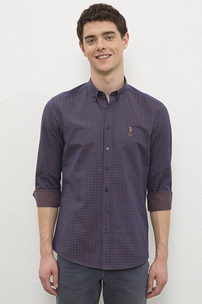 Erkek Kahverengi Gömlek Uzunkol