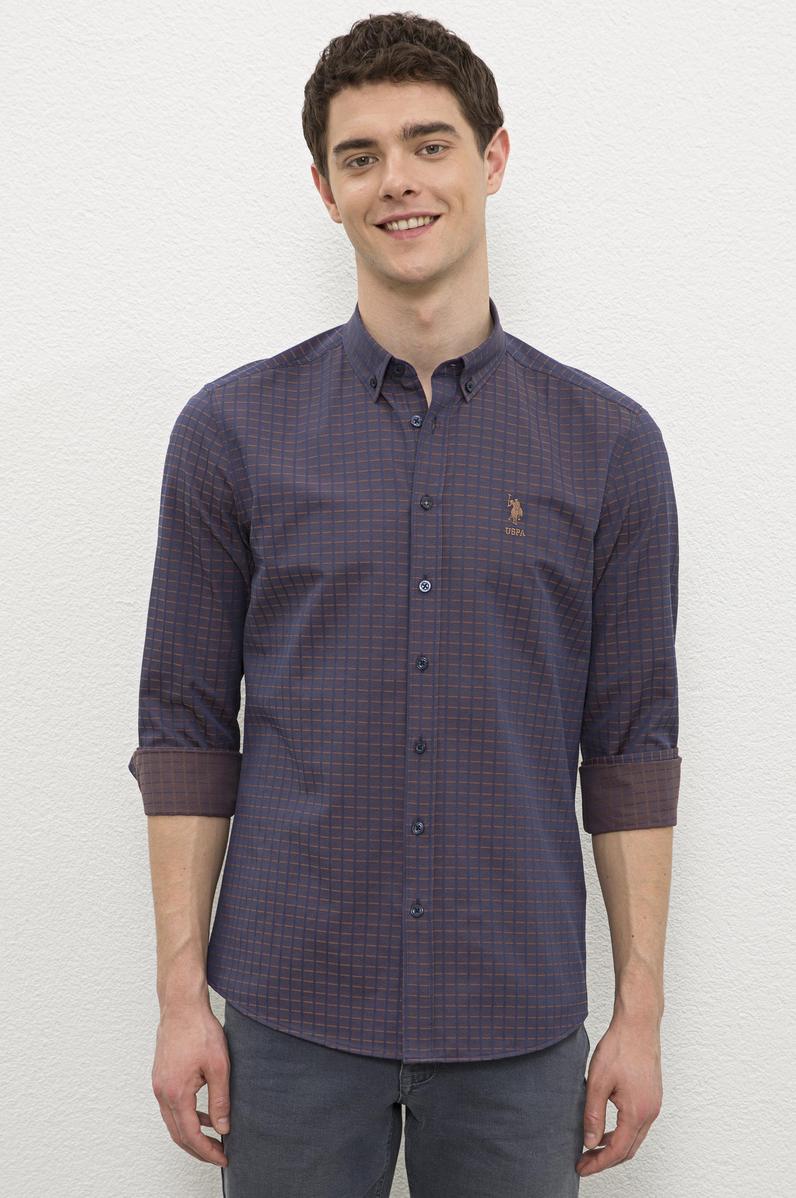 Erkek Kahverengi Gömlek Uzunkol