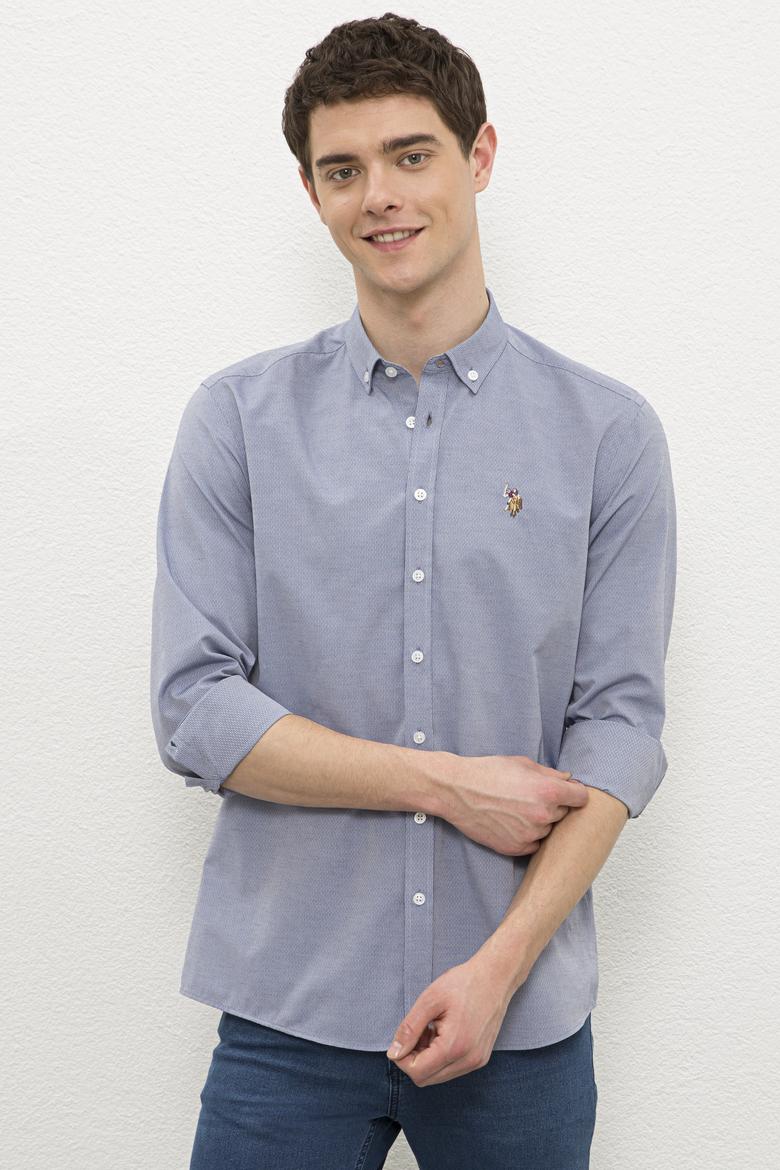 Erkek Mavi Gömlek Uzunkol