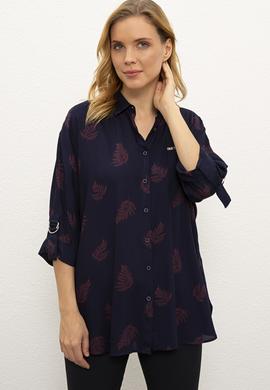 Kadın Lacivert Gömlek Uzunkol - 50225923001
