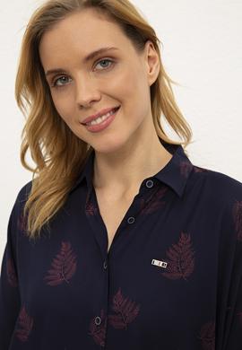 Kadın Lacivert Gömlek Uzunkol - 50225923001