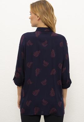 Kadın Lacivert Gömlek Uzunkol - 50225923001