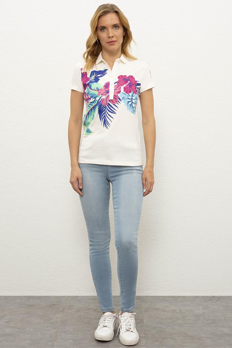 Kadın Beyaz Polo Yaka T-Shirt - 50225632014