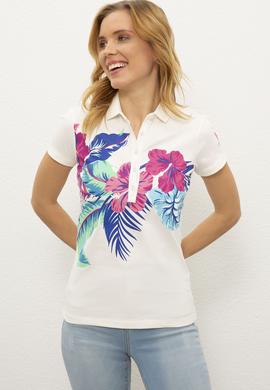 Kadın Beyaz Polo Yaka T-Shirt - 50225632014