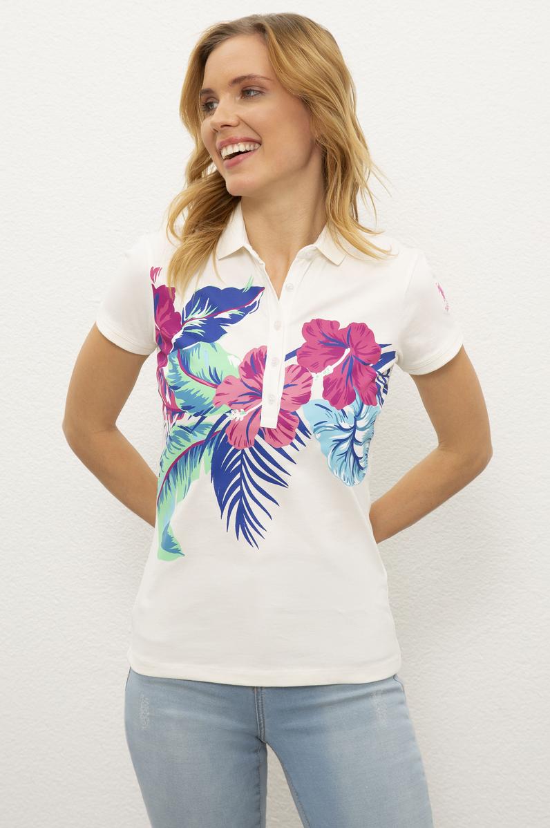 Kadın Beyaz Polo Yaka T-Shirt