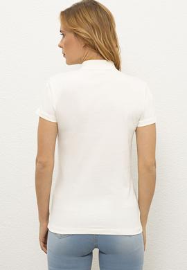 Kadın Beyaz Polo Yaka T-Shirt - 50225632014