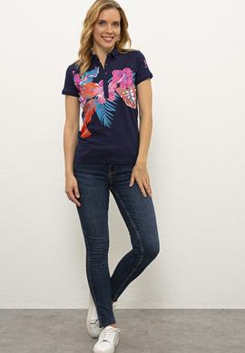 Kadın Lacivert Polo Yaka T-Shirt - 50225632005