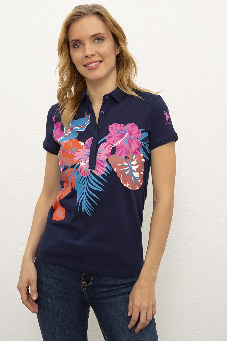 Kadın Lacivert Polo Yaka T-Shirt