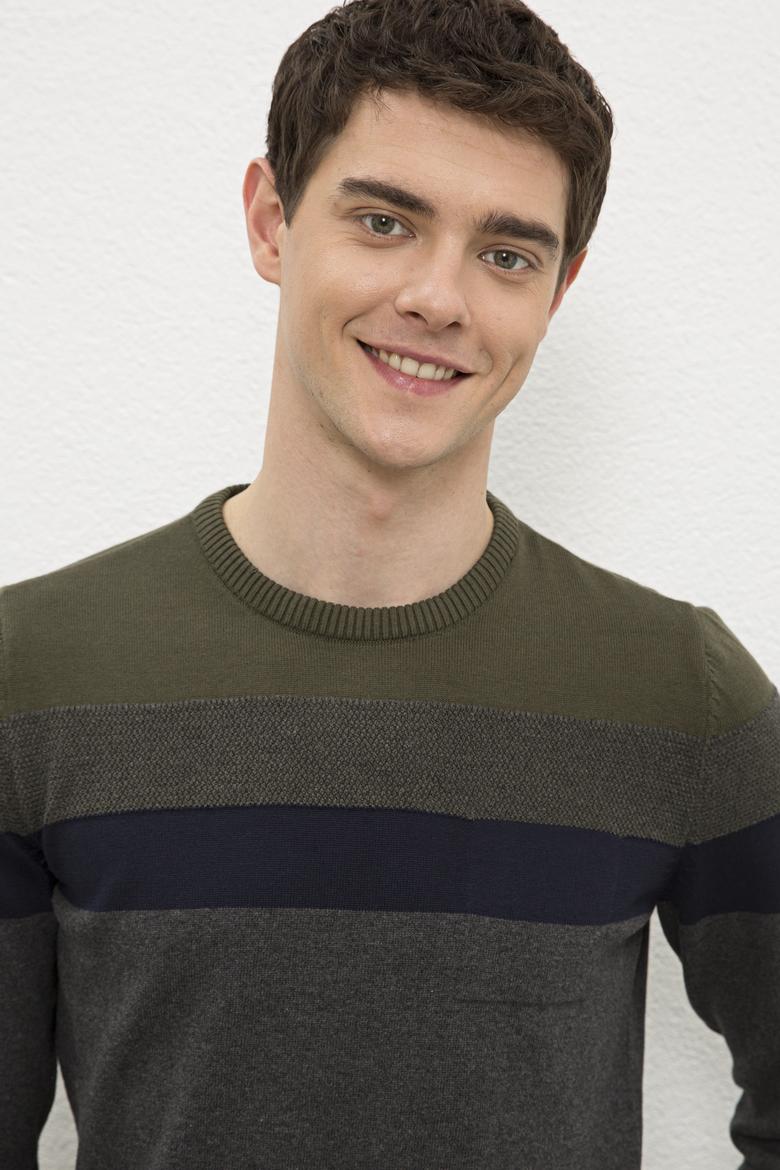 Erkek Antrasit Melanj Bisiklet Yaka Triko Kazak - 50207540045