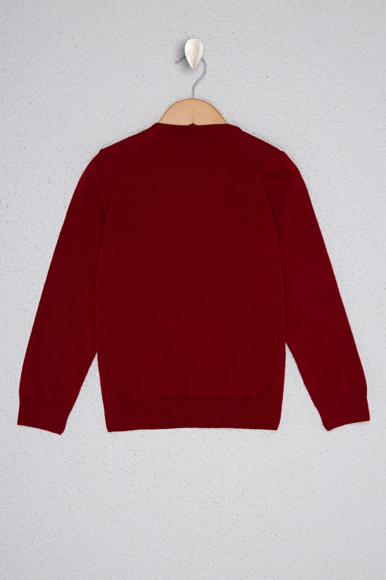 Kız Çocuk Kırmızı Triko Kazak - 50224699040