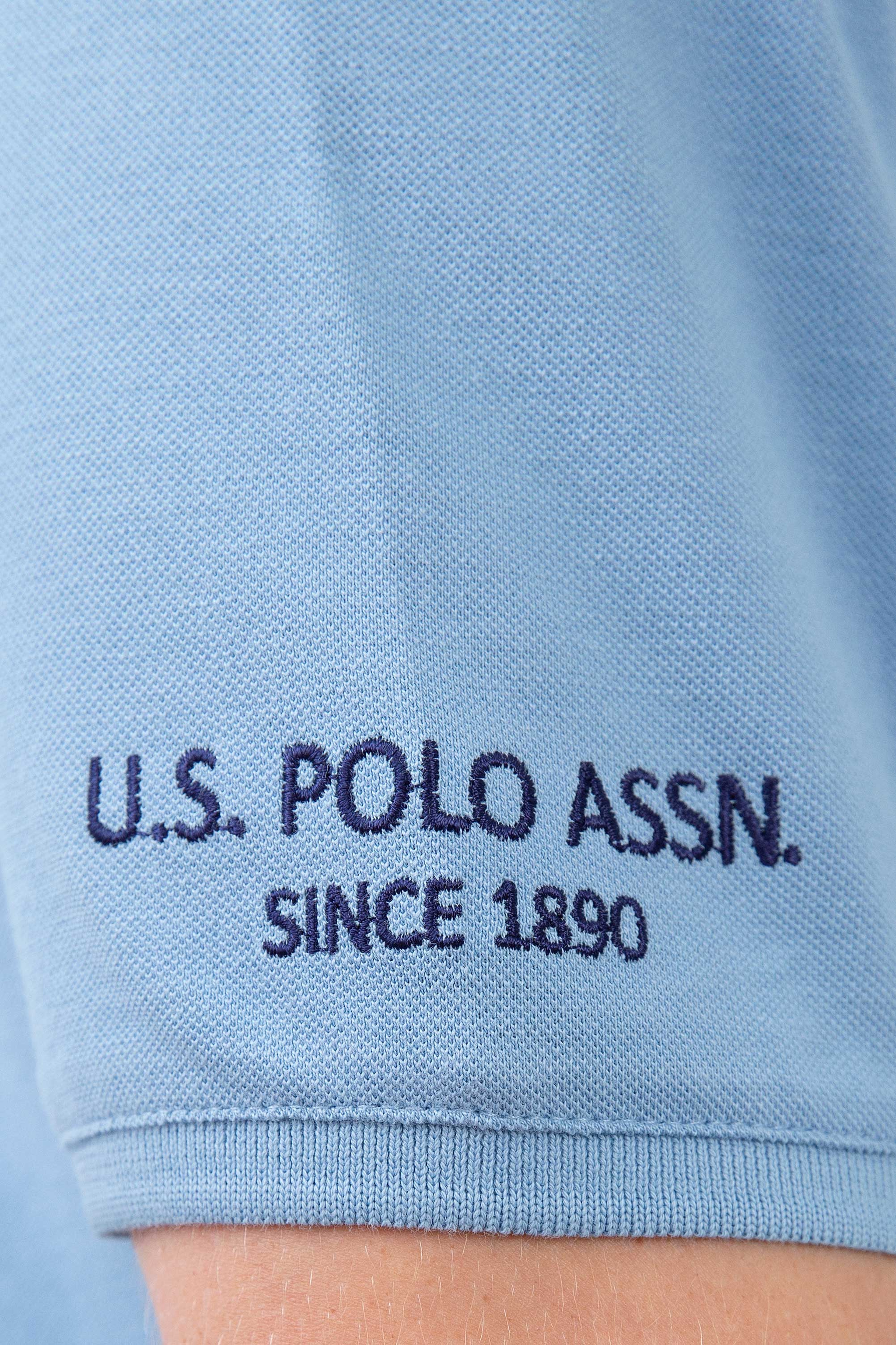 Erkek Mavi Polo Yaka T-Shirt Basic - Image 6