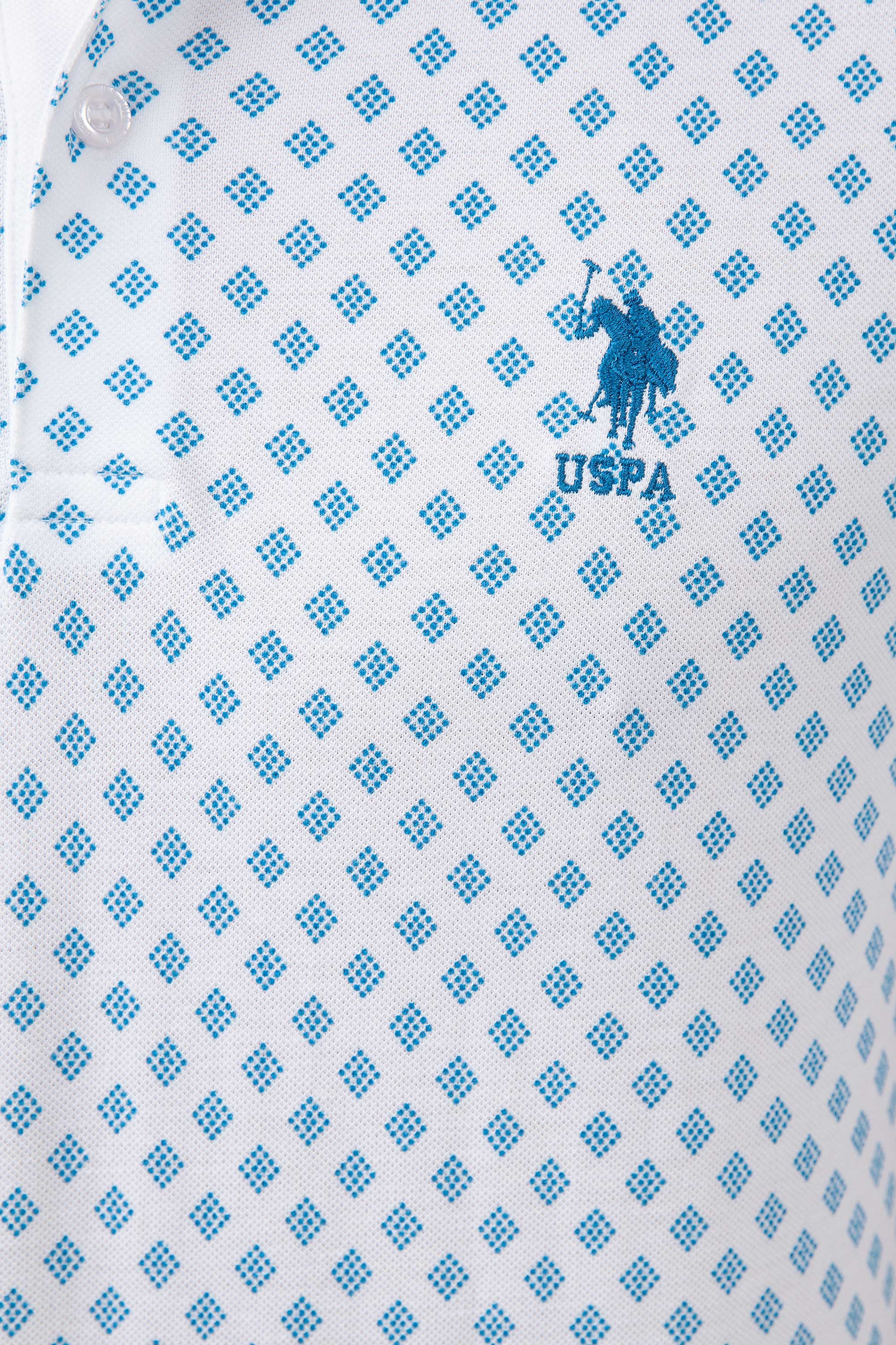 Erkek Beyaz Polo Yaka T-Shirt - Image 5