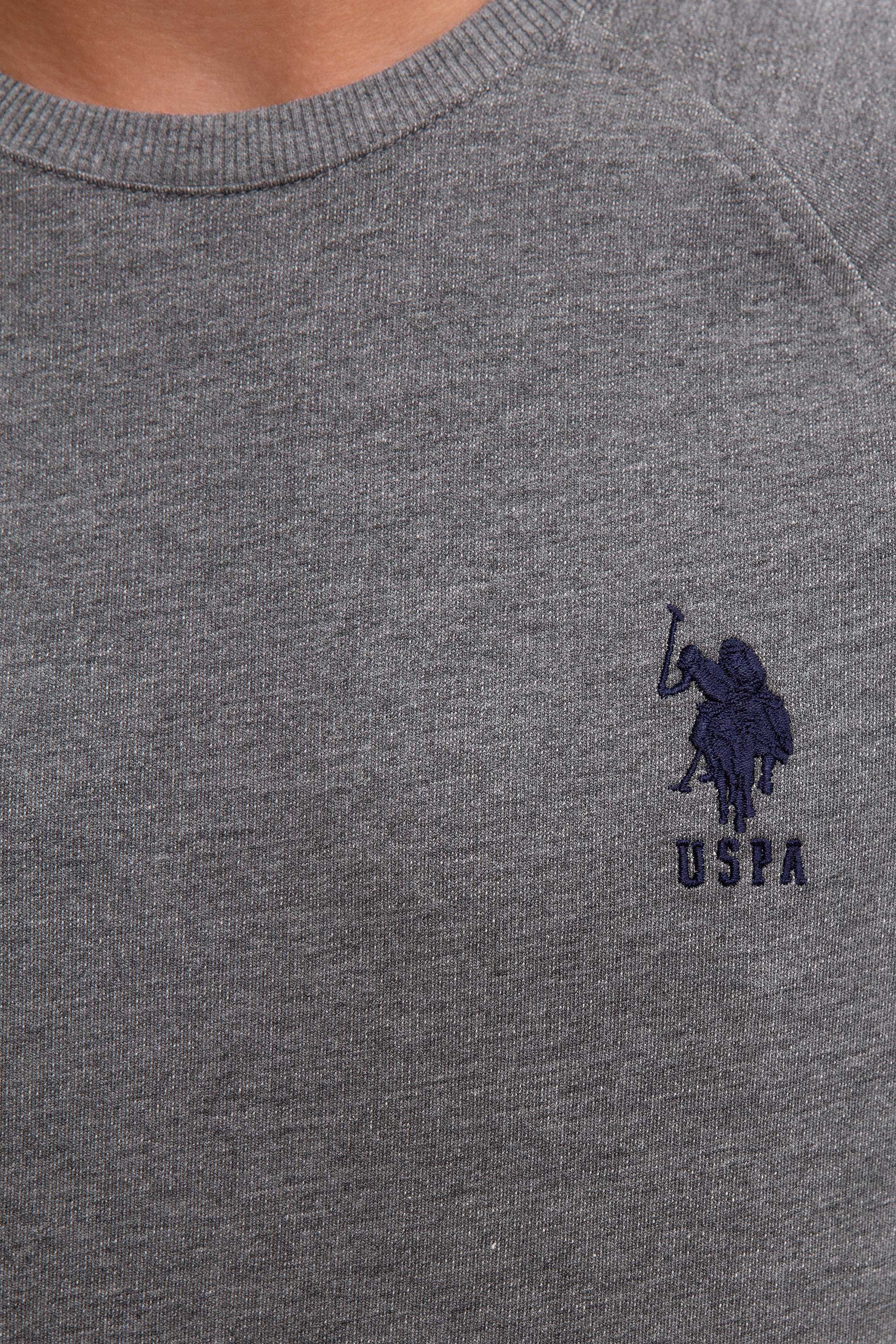 Erkek Antrasit Melanj Bisiklet Yaka Sweatshirt Basic - Image 6