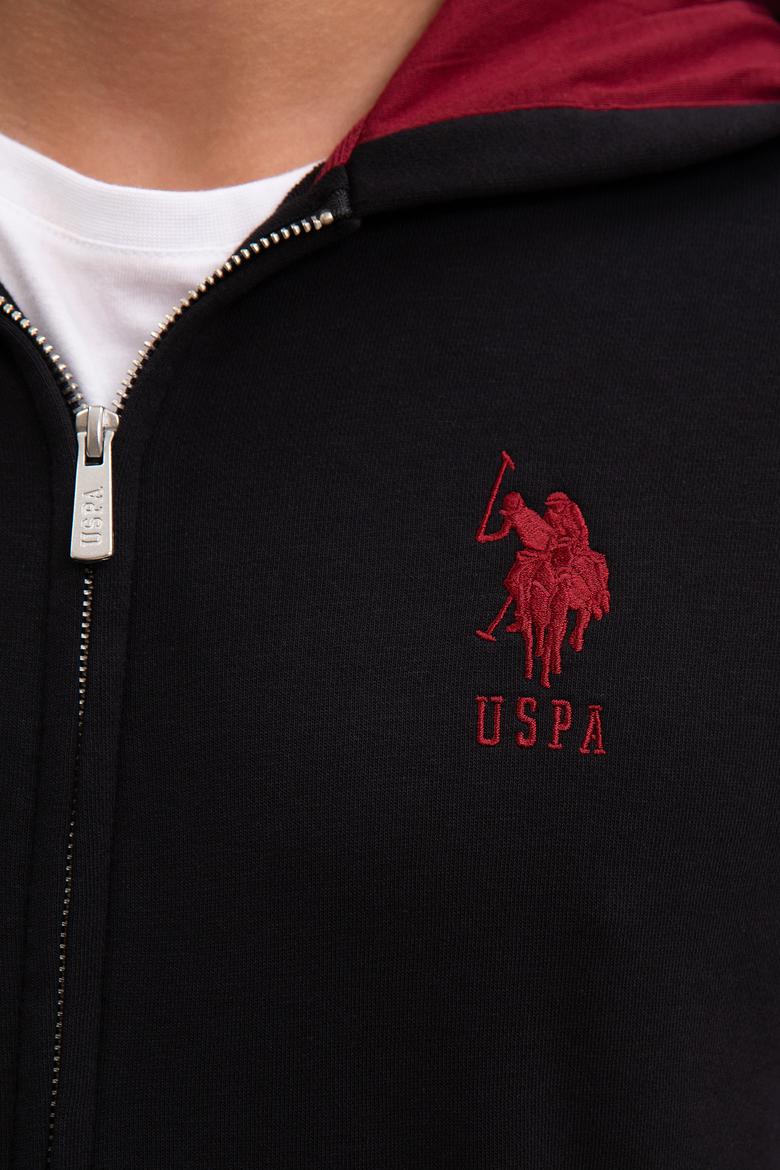 Erkek Siyah Kapüşonlu Fermuarlı Sweatshirt - 50207316007