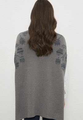 Kadın Gri Triko Panço - 50206887004