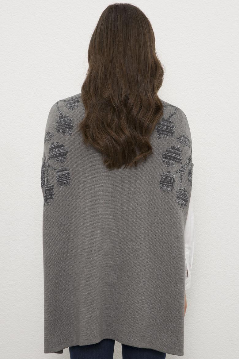 Kadın Gri Triko Panço - 50206887004