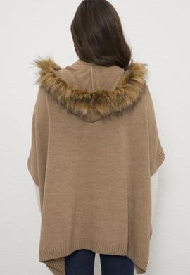 Kadın Kahverengi Triko Panço - 50207418012