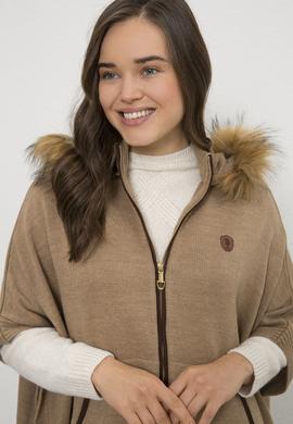 Kadın Kahverengi Triko Panço - 50207418012