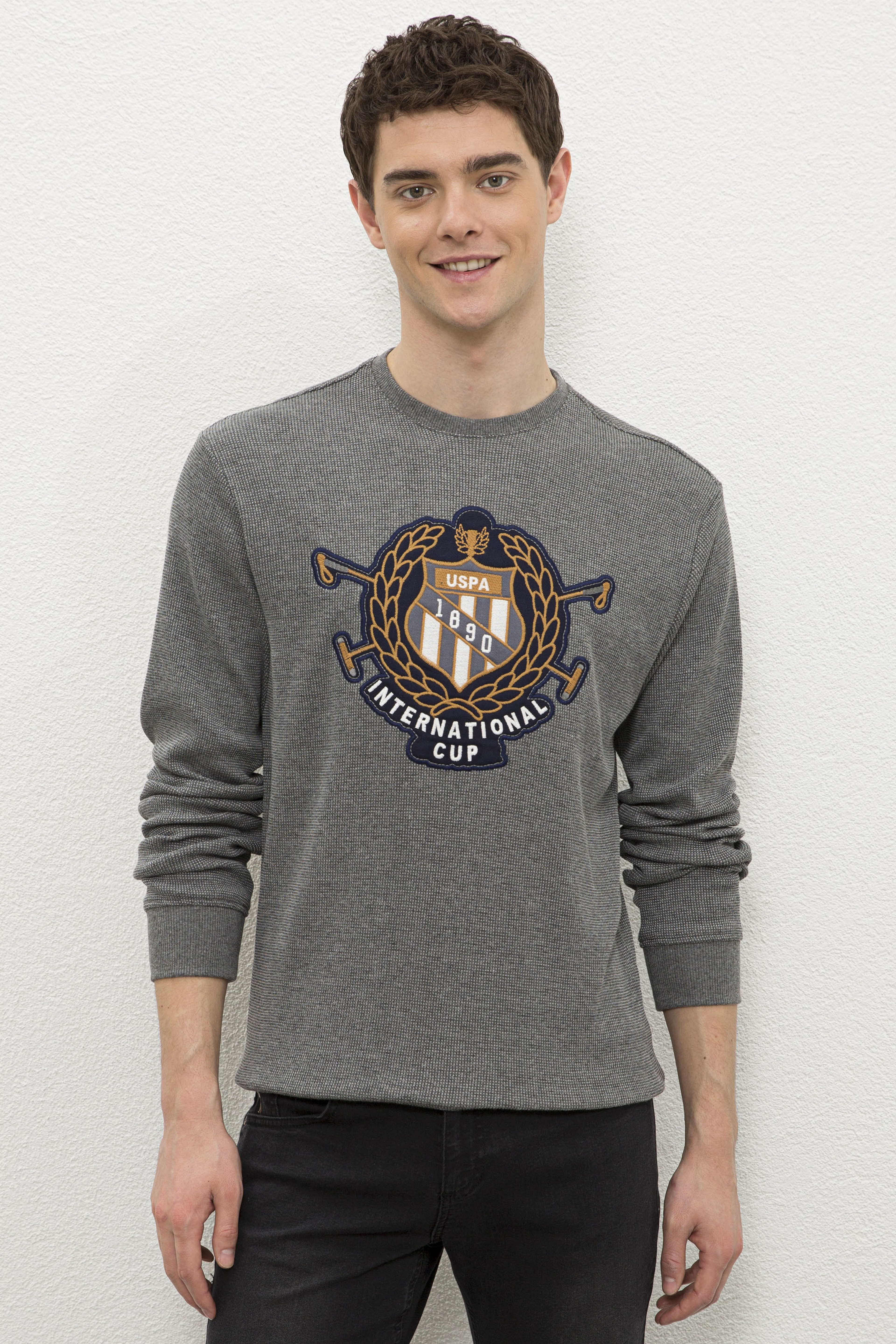 Erkek Antrasit Melanj Sweatshirt - Image 1