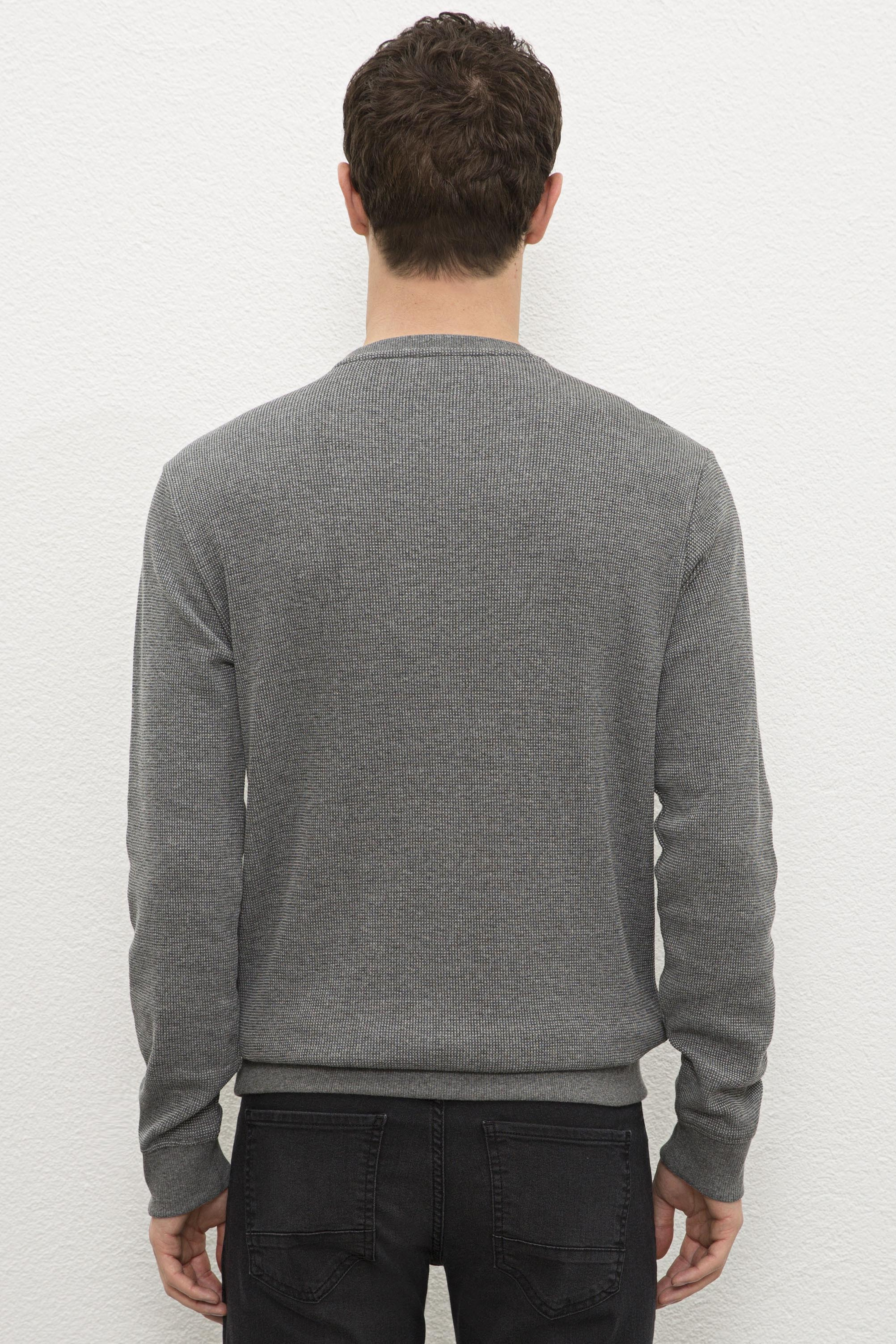 Erkek Antrasit Melanj Sweatshirt - Image 3
