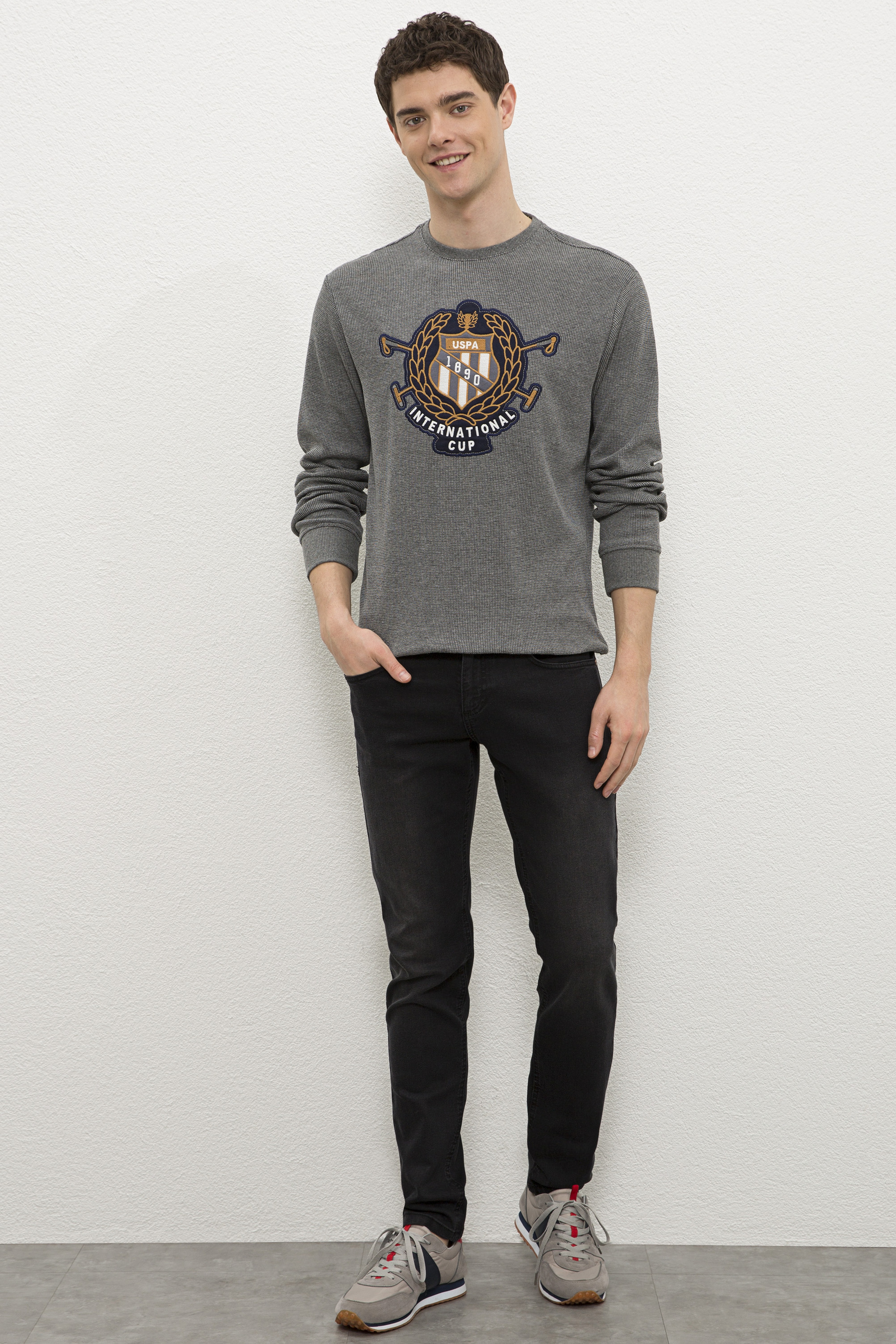Erkek Antrasit Melanj Sweatshirt