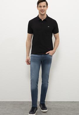 Erkek Siyah Polo Yaka T-Shirt Basic - 50220190048