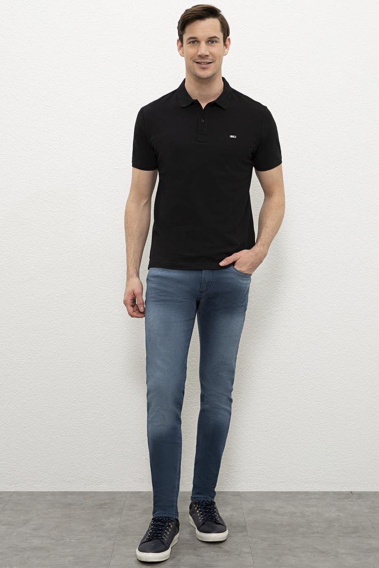 Erkek Siyah Polo Yaka T-Shirt Basic - 50220190048